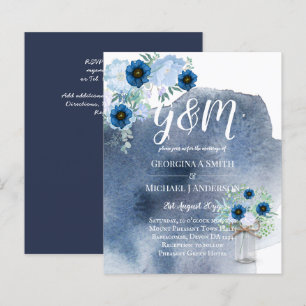 Bröllbjudan BUDGET Dusty Blue Blommigt Wedding