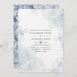 Bröllbjudan Dusty Blue Watercolor blommigt Wedding Inbjudningar
