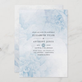 Bröllbjudan Dusty Blue Watercolor blommigt Wedding Inbjudningar