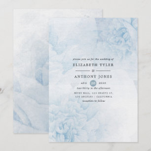 Bröllbjudan Dusty Blue Watercolor blommigt Wedding Inbjudningar