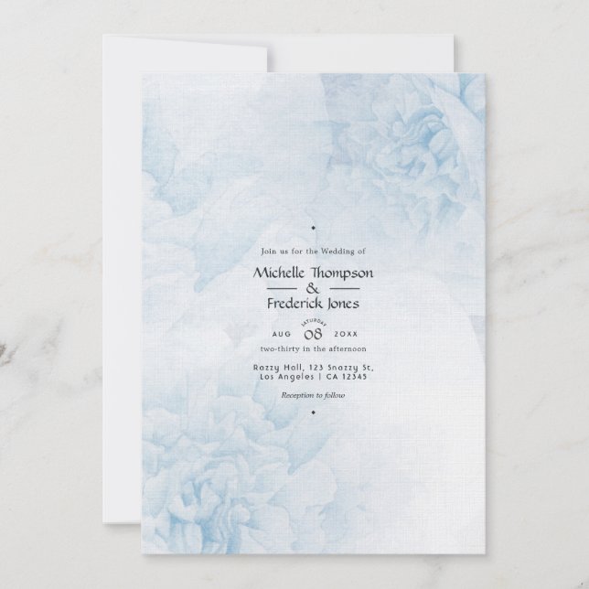 Bröllbjudan Dusty Blue Watercolor blommigt Wedding Inbjudningar (Framsida)