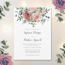 Bröllbjudan Dusty Ro Eucalyptus Botanical Wedding Inbjudningar