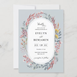 Bröllbjudan Dusty Wildbloms Watercolor Wedding Inbjudningar
