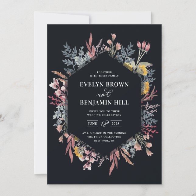Bröllbjudan Dusty Wildbloms Watercolor Wedding Inbjudningar (Framsida)