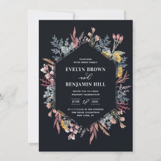 Bröllbjudan Dusty Wildbloms Watercolor Wedding Inbjudningar