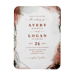 Bröllbjudan Etheral Rust & Hunter Grönt Wedding Magnet
