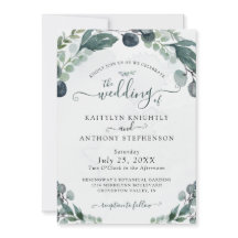 Bröllbjudan Eucalyptus Greenery Wedding