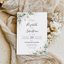 Bröllbjudan Eucalyptus Guld Blommigt Greenery Wedd Inbjudningar