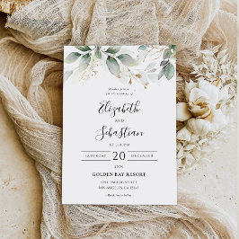 Bröllbjudan Eucalyptus Guld Blommigt Greenery Wedd Inbjudningar