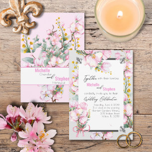 Bröllbjudan Fleur de lis/Cherry Blommar Wedding bj Inbjudningar