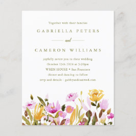 Bröllbjudan för Blommigt av Rosa vattenfärg i budg