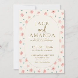 Bröllbjudan för Blommigt av vattenfärgen Cream Ova Inbjudningar