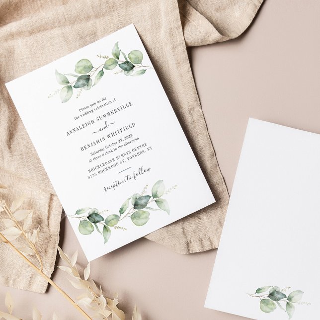 Bröllbjudan för botaniskt eukalyptus Greenery-bröl (Botanical Eucalyptus Greenery Wedding Invitation)