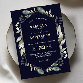 Bröllbjudan för botaniskt geometriskt grönt ram inbjudningar