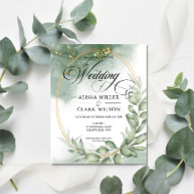 Bröllbjudan för BUDGET Eucalyptus Greenery Guld