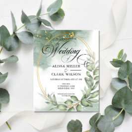 Bröllbjudan för BUDGET Eucalyptus Greenery Guld
