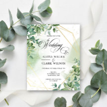 Bröllbjudan för BUDGET Eucalyptus Greenery Guld