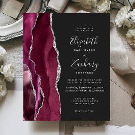 Bröllbjudan för budgetens Burgundy Silver Agate Mö