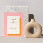 Bröllbjudan för budgetgeometrisk Rosa Orange<br><div class="desc">Bröllbjudan för Rosa och Orange med modern geometrisk fetstil</div>