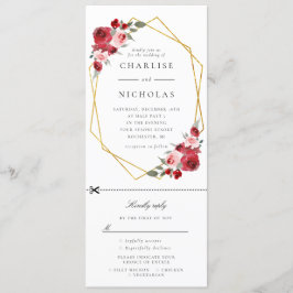 Bröllbjudan för den geometriska blommigten guld me inbjudningar