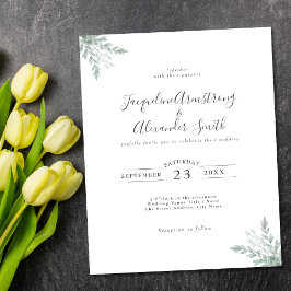 Bröllbjudan för eukalyptus Calligraphy Wedding Flygblad