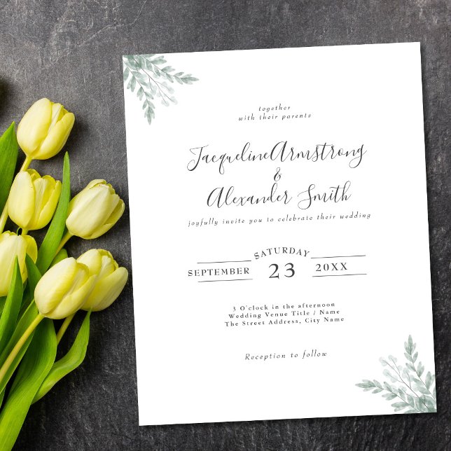Bröllbjudan för eukalyptus Calligraphy Wedding Flygblad (Skapare uppladdad)