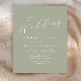 Bröllbjudan för Grönt av budgetkalligrafi