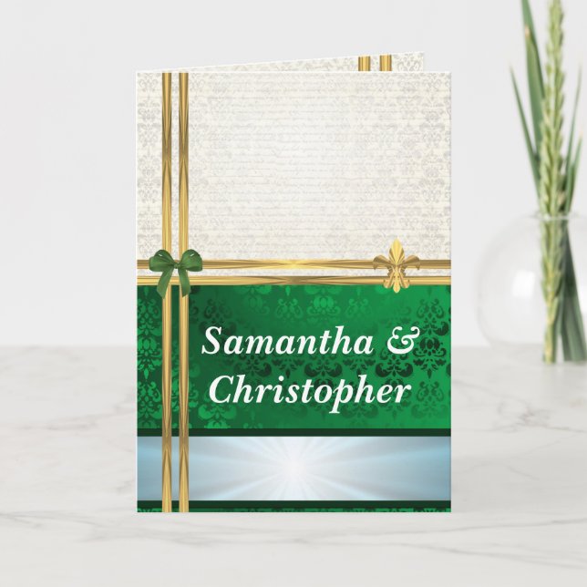 Bröllbjudan för grönt och kräm inbjudan (Framsida)