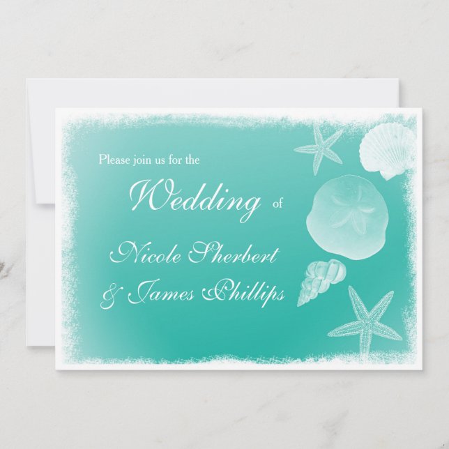 Bröllbjudan för havsskum Beach Seashells Inbjudningar (Framsida)