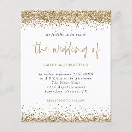 Bröllbjudan för konfetti Guld i Glitter