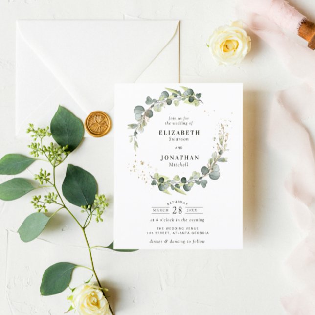 Bröllbjudan för kryddfärgad grön krans (Skapare uppladdad)