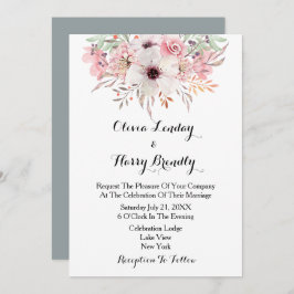 Bröllbjudan för Land Blommigt med  vattenfärg Inbjudningar