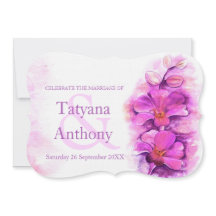 Bröllbjudan för lila av orkidéformat, stiliserat, 