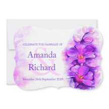 Bröllbjudan för lila av orkidéformat, stiliserat,