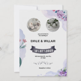 Bröllbjudan för lila och vitvattenfärg inbjudningar