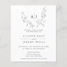 Bröllbjudan för Monogram Blommigt-bröllopsinbjudan