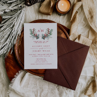 Bröllbjudan för Monogram Blommigt-bröllopsinbjudan