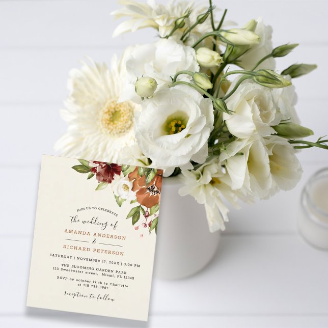 Bröllbjudan för Orange av Blommigt för hösthösten (Skapare uppladdad)