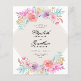 Bröllbjudan för pastel Watercolor Flowers Flygblad