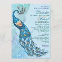 Bröllbjudan för peacock Snöre Elegance Wedding