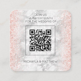 Bröllbjudan för QR-koden Ro Guld Fyrkantigt Visitkort