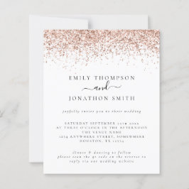 Bröllbjudan för QR-koden Ro Guld Glitter