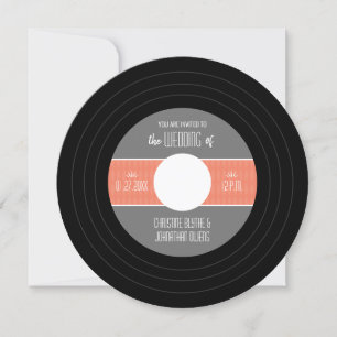 Bröllbjudan för Retro Vinyl Record Inbjudningar