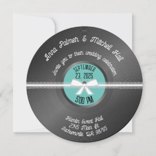 Bröllbjudan för Retro Vinyl Record Inbjudningar