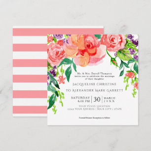Bröllbjudan för Ro Blommigt i Modern Watercolor Inbjudningar