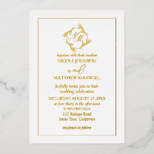 Bröllbjudan för ro guldfet utandning Monogram bröl