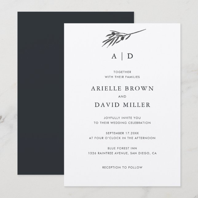 Bröllbjudan för Rustic Olive Gren Inbjudningar (Fram/baksida)