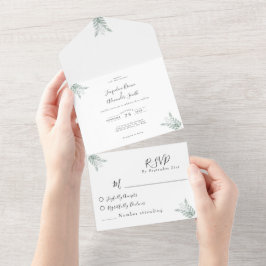 Bröllbjudan för rustika Eucalyptus Calligraphy Wed