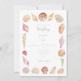 Bröllbjudan för Snäcka av handmålat hav Inbjudningar