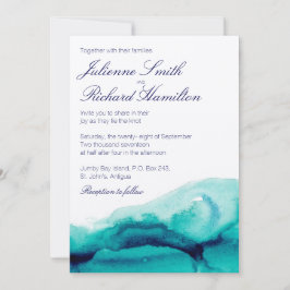 Bröllbjudan för turkos Sea Teal Watercolor Wedding Inbjudningar